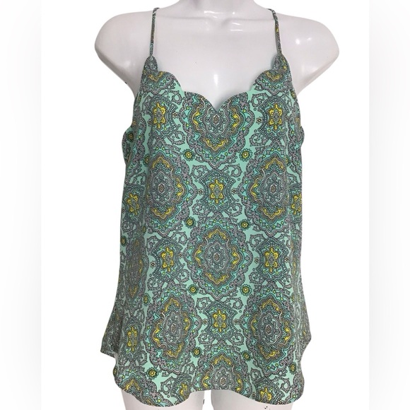 J Crew Paisley Scalloped a Racerback Cami Blouse - Picture 3 of 8